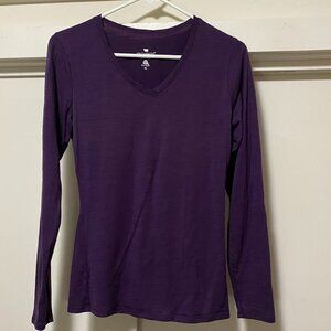 Seg'ments, 100% Merino wool, purple V-neck sweater, size M